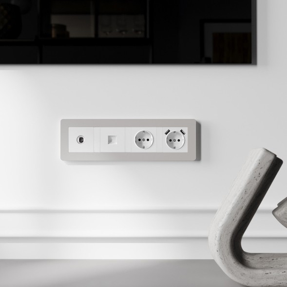 Рамка из поликарбоната на 4 поста Split дымчатый/белый, soft-touch Werkel W0043067