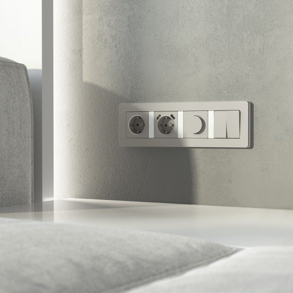 Рамка из поликарбоната на 4 поста Split дымчатый/белый, soft-touch Werkel W0043067