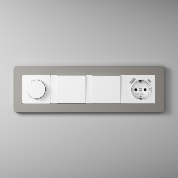 Рамка из поликарбоната на 4 поста Split дымчатый/белый, soft-touch Werkel W0043067