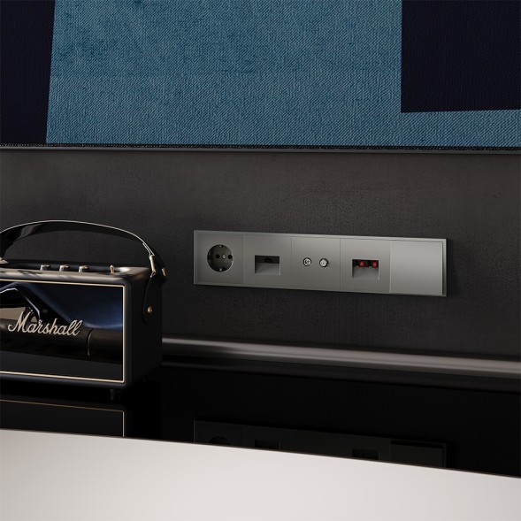 Розетка компьютерная встраиваемая VOLTUM S70 RJ45 кат.6, (титан)