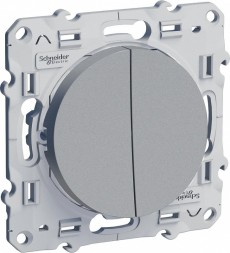 Переключатель Schneider Electric Odace алюминий 2-клавишный S53R213