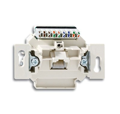 Механизм ABB Busch-Jaeger 1-постовой компьютерной/телефонной розетки UAE 8 полюсов RJ45 категория 6е неэкранированная до 250 МГц 2CKA000230A0399 0221-507