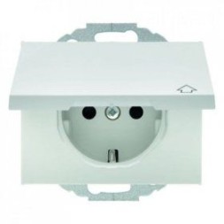 Штепсельная розетка Berker K.1 полярная белизна с блеском SCHUKO с откидной крышкой 47477109