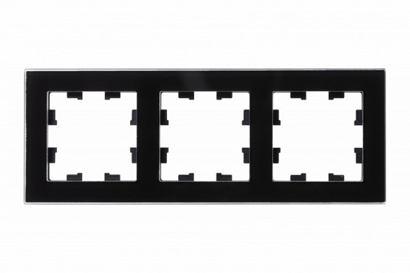 Рамка Schneider Electric Atlasdesign тройная Nature черное стекло ATN321003