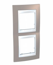 Рамка Schneider Electric Unica Хамелеон коричневый / Белый 2 поста вертикальная MGU6.004V.874