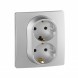 Розетка Legrand Etika алюминий 2 x 2К+З - немецкий стандарт - винтовые зажимы - 16 А - 250 В~ 672423