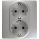 Розетка Legrand Etika алюминий 2 x 2К+З - немецкий стандарт - винтовые зажимы - 16 А - 250 В~ 672423
