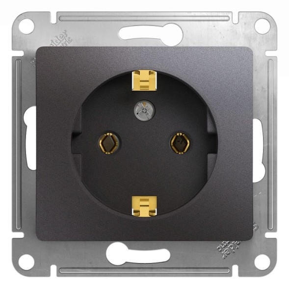 Розетка с заземлением,16А, 250В, механизм Schneider Electric Glossa Графит GSL001343