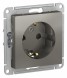 Розетка Schneider Electric Atlasdesign Сталь с заземлением со шторками, 16А, механизм ATN000945