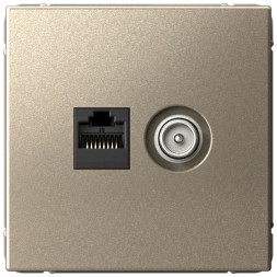 Розетка двойная ТВ + компьютерная RJ45 кат. 5e (Шампань) Schneider Electric Systeme Art Gallery GAL000589