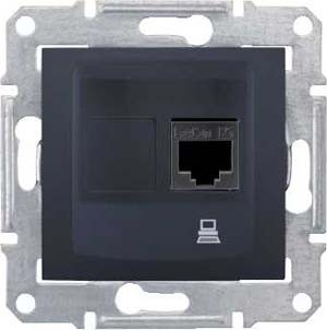 Розетка компьютерная Schneider Electric Sedna графит SDN4300170