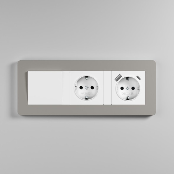 Рамка из поликарбоната на 3 поста Split дымчатый/белый, soft-touch Werkel W0033067