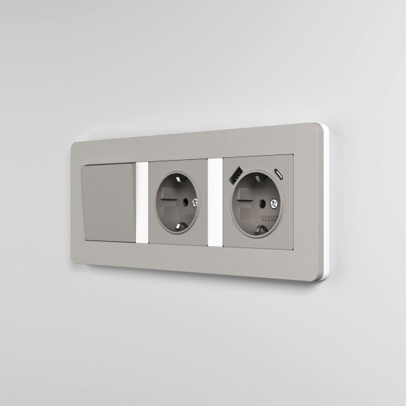 Рамка из поликарбоната на 3 поста Split дымчатый/белый, soft-touch Werkel W0033067