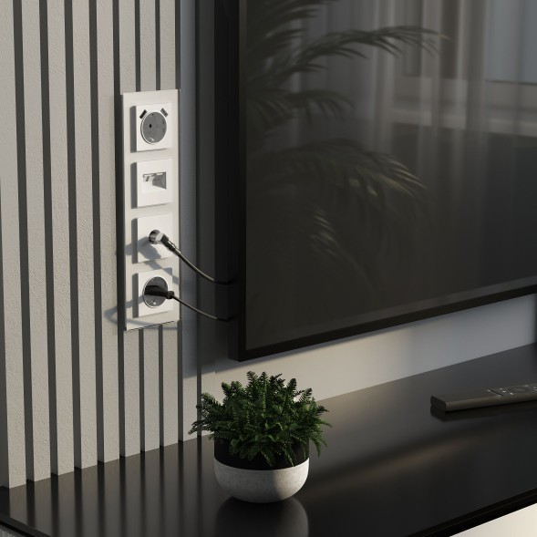 Розетка двойная Ethernet RJ-45 (белый матовый) Werkel W1181161