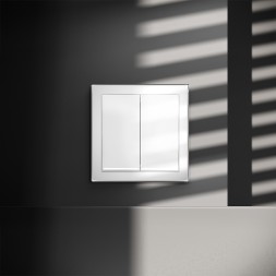 Выключатель встраиваемый VOLTUM S70 двухклавишный с подсветкой 10А, (белый глянцевый)