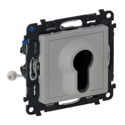 Выключатель Legrand Valena Life Алюминий с ключом,2 положения. 10А 230В. С лицевой панелью 752325