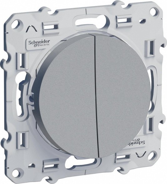 Двухклавишный Выключатель Schneider Electric Odace алюминий 10А S53R211