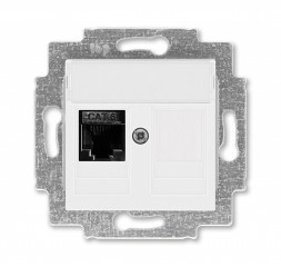 Розетка телефонная ABB Levit белый RJ45 категория 6 и заглушка 2CHH296117A6003 5014H-A61017 03W