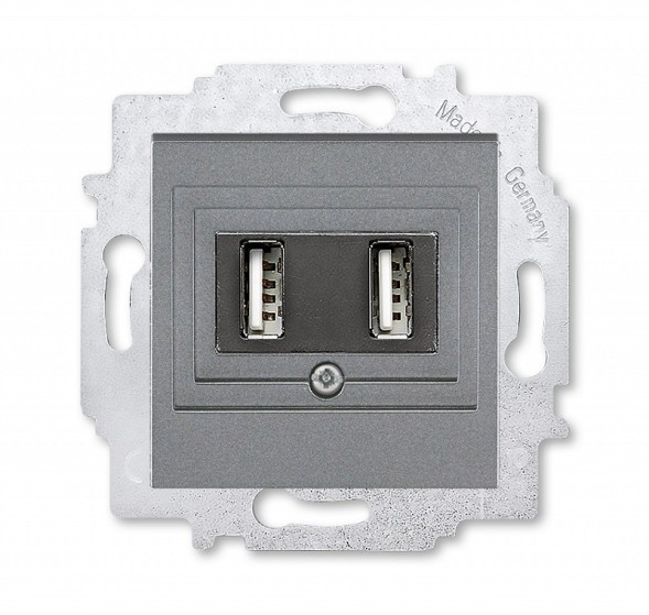 USB зарядка ABB Levit сталь двойная 2CHH290040A6069 5014H-A00040 69W