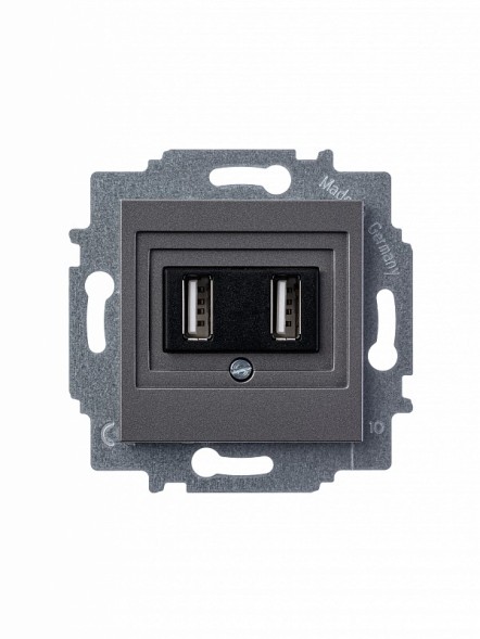 USB зарядка ABB Levit сталь двойная 2CHH290040A6069 5014H-A00040 69W