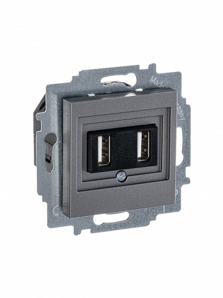 USB зарядка ABB Levit сталь двойная 2CHH290040A6069 5014H-A00040 69W