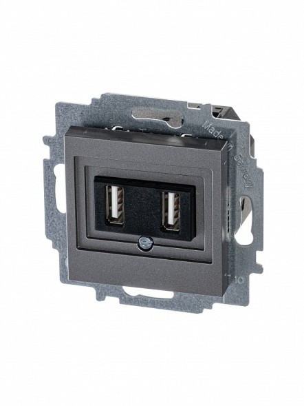 USB зарядка ABB Levit сталь двойная 2CHH290040A6069 5014H-A00040 69W
