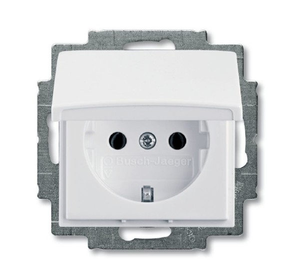 Розетка ABB Basic 55 альпийский белый SCHUKO 16А 250В с крышкой 2CKA002018A0350 20 EUK-94-507
