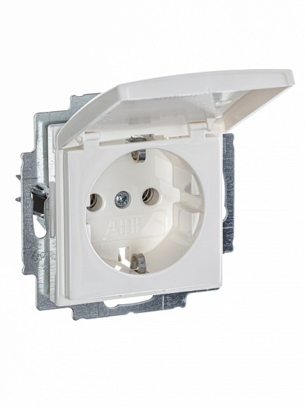 Розетка ABB Basic 55 альпийский белый SCHUKO 16А 250В с крышкой 2CKA002018A0350 20 EUK-94-507