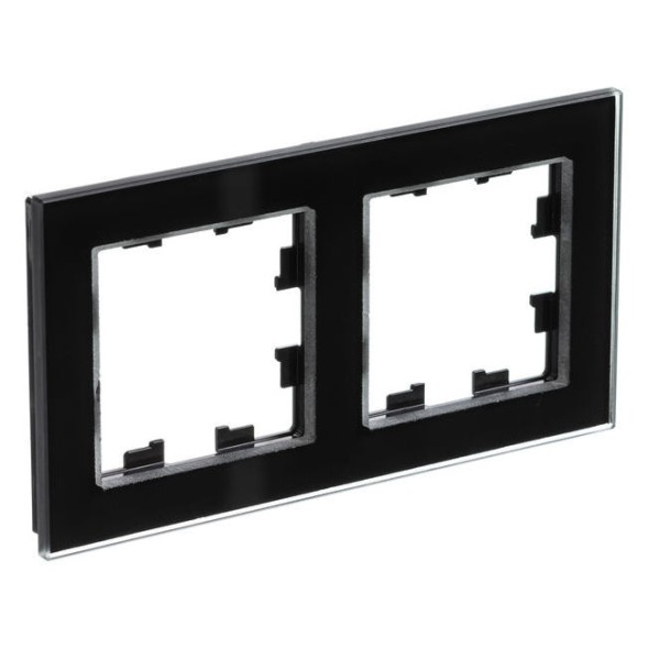Рамка Schneider Electric Atlasdesign двойная Nature черное стекло ATN321002