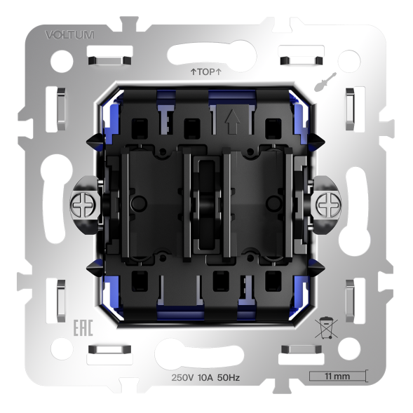 Механизм проходного переключателя двухклавишного 10А, S70