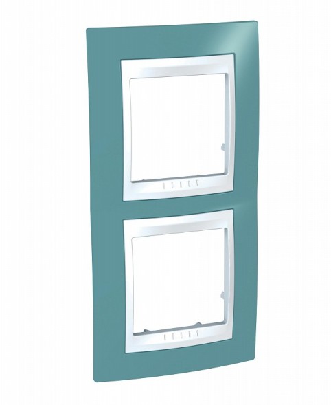 Рамка Schneider Electric Unica Хамелеон синий / Белый 2 поста вертикальная MGU6.004V.873