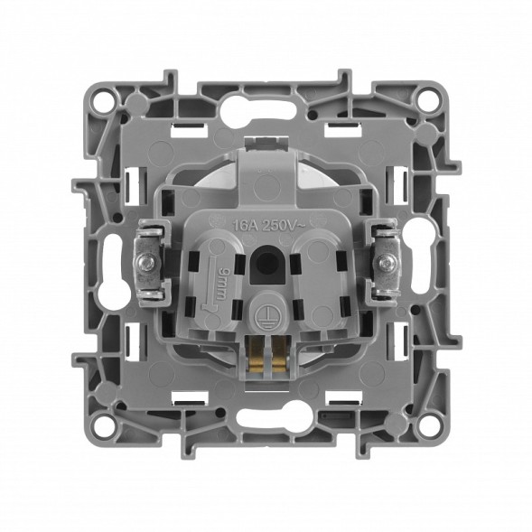Розетка Legrand Etika алюминий 2К+З со шторками - немецкий стандарт - винтовые зажимы - 16 А - 250 В~ 672422
