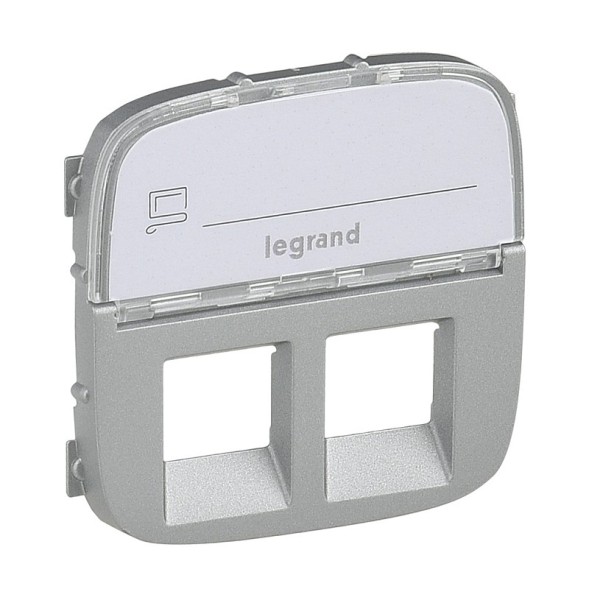 Лицевая панель Legrand Valena ALLURE Алюминий для двойных розеток телефонных/информационных с держателем маркировки 755487