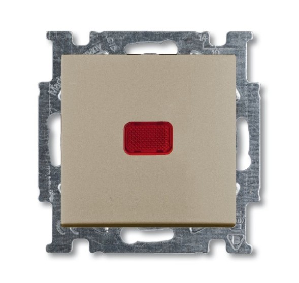 Механизм переключателя ABB Basic 55 шампань одноклавишный 1-полюсного переключателя с клавишей с линзой подсветки с неоновой лампой с N-клеммой 2CKA001012A2170 2006/6 UCK-93-