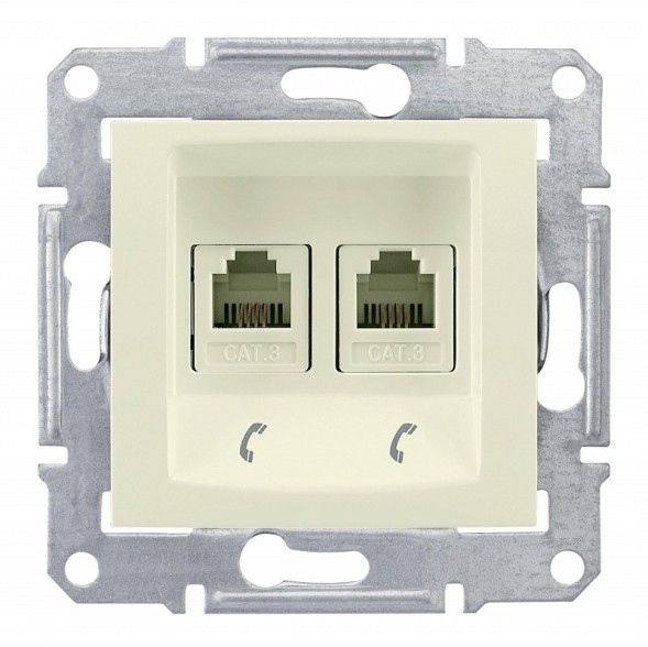 Телефонная розетка Schneider Electric Sedna бежевый 2 поста SDN4201147