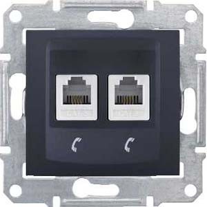 Телефонная розетка Schneider Electric Sedna графит х2 SDN4201170