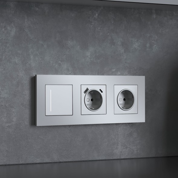 Рамка из поликарбоната на 3 поста Slab серебро софт Werkel W0032965