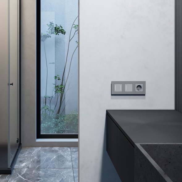 Рамка из поликарбоната на 3 поста Slab серебро софт Werkel W0032965