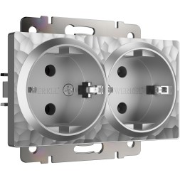 Розетка двойная с заземлением (Hammaer серебряный) W1272006