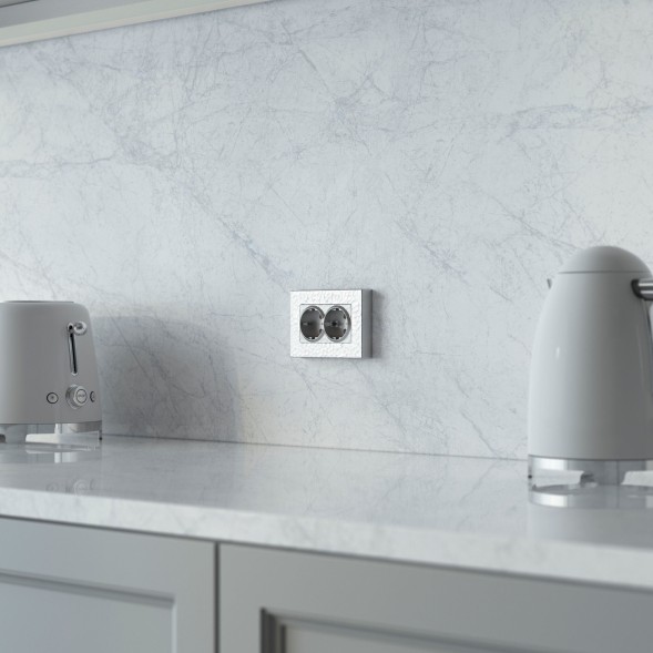 Розетка двойная с заземлением (Hammaer серебряный) W1272006