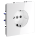 Розетка встраиваемая VOLTUM S70 с заземлением и защитными шторками, 16А, (белый глянцевый)