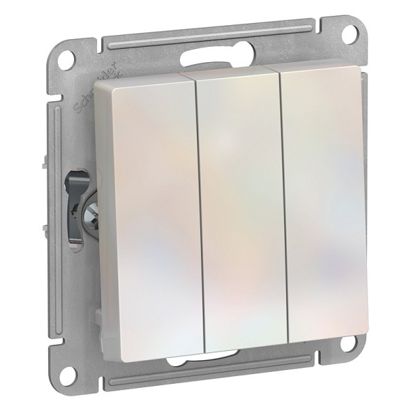 Трехклавишный Выключатель Schneider Electric Atlasdesign Жемчуг сх.1+1+1, 10АХ, механизм ATN000431