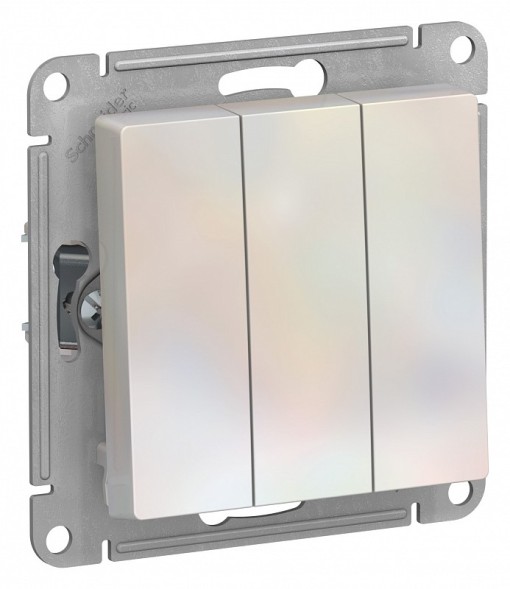 Трехклавишный Выключатель Schneider Electric Atlasdesign Жемчуг сх.1+1+1, 10АХ, механизм ATN000431