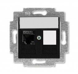 Розетка телефонная ABB Levit антрацит RJ45 категория 6 и заглушка 2CHH296117A6063 5014H-A61017 63W