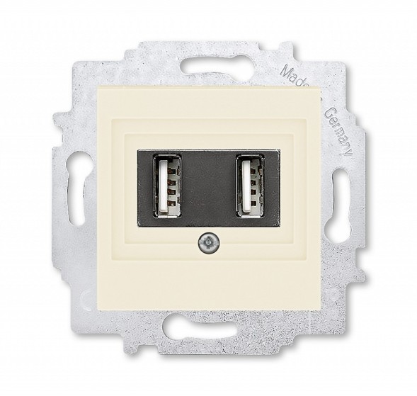 USB зарядка ABB Levit слоновая кость двойная 2CHH290040A6017 5014H-A00040 17W