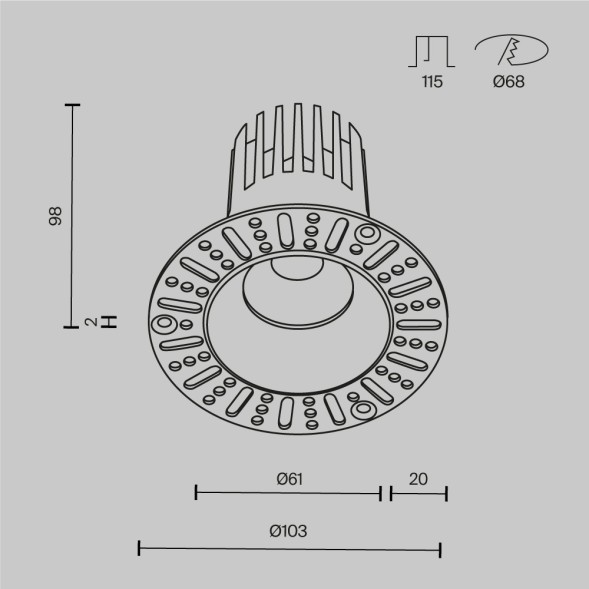 Встраиваемый светильник Technical DL121-15W-2.7K-TRS-B