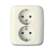 Розетка ABB Busch-Duro 2000 SI слоновая кость SCHUKO 16А 250В двойная 2CKA002014A1481 20-02 EUJ-212-500