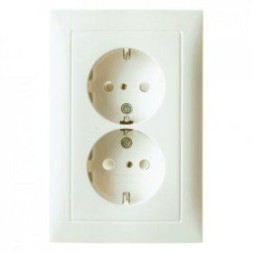 Двойная штепсельная розетка Berker S.1 белый, с блеском SCHUKO, цельная 47298982