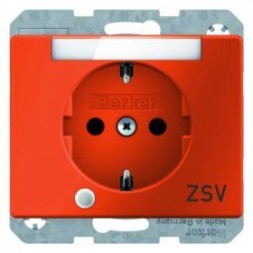 Штепсельная розетка Berker Arsys оранжевый с блескомSCHUKO с контрольной лампой полем для надписи 41100077