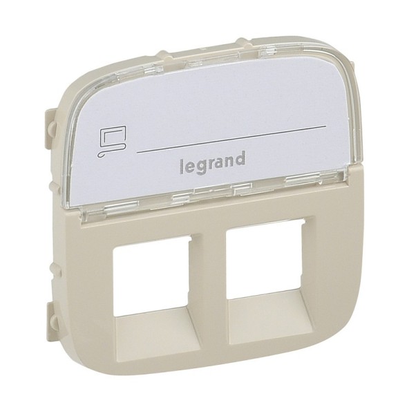 Лицевая панель Legrand Valena ALLURE Слоновая кость для двойных розеток телефонных/информационных с держателем маркировки 755486